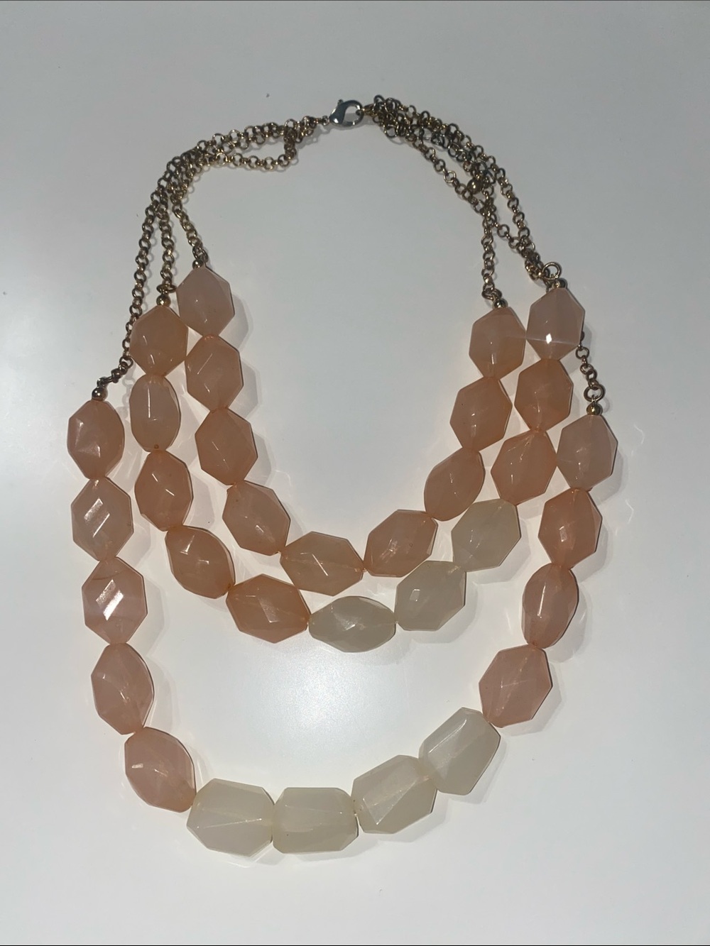 Multi-Strand Peach and Cream Beaded Necklace
